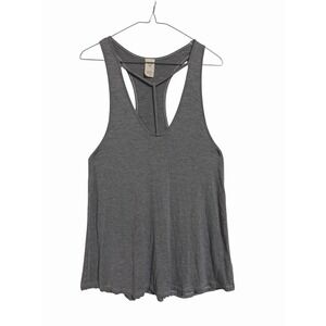 We The Free Free People Womens Gray Racerback V-Neck Relaxed Tank Top Size M